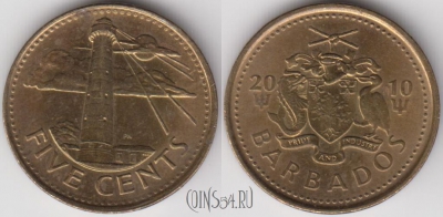 Барбадос 5 центов 2010 года, KM 11a, 121-091
