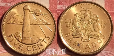 Барбадос 5 центов 2017 года, KM# 11a, 244l-116