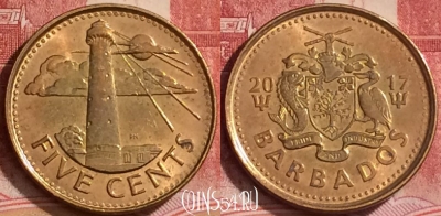 Барбадос 5 центов 2017 года, KM# 11a, 378k-111