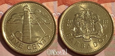 Барбадос 5 центов 2018 года, KM# 11a, 489р-067 ♛