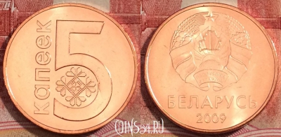 Беларусь 5 копеек 2009 года, KM# 564, UNC, 228-105