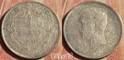 Бельгия 1 франк 1911 года, DER, Ag, KM# 73, 171p-093 ♛