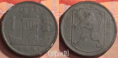 Бельгия 1 франк 1941 года, Q - E, KM# 127, 225o-108