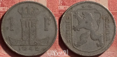 Бельгия 1 франк 1942 года, E - Q, KM# 128, 052l-062