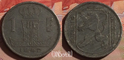Бельгия 1 франк 1942 года, E - Q, KM# 128, 069d-139