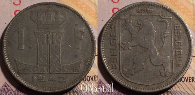 Бельгия 1 франк 1942 года, E - Q, KM# 128, 181a-127