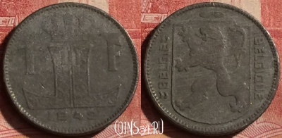 Бельгия 1 франк 1942 года, E - Q, KM# 128, 255l-067