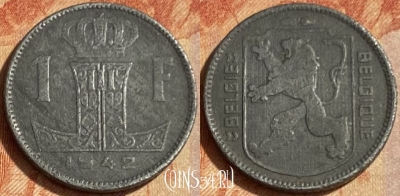 Бельгия 1 франк 1942 года, E - Q, KM# 128, 462q-381