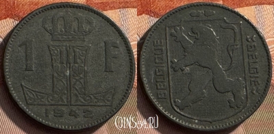 Бельгия 1 франк 1942 года, Q - E, KM# 127, 270s-052