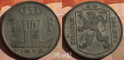 Бельгия 1 франк 1942 года, Q - E, KM# 127, 372s-116