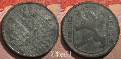 Бельгия 1 франк 1943 года, E - Q, KM# 128, 149a-017