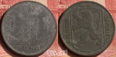 Бельгия 1 франк 1943 года, Q - E, KM# 127, 078m-047