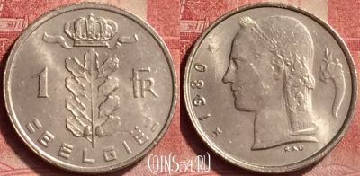 Бельгия 1 франк 1980 года, BELGIE, KM# 143, 378l-111