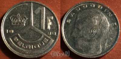 Бельгия 1 франк 1989 год, KM# 170, 47-175