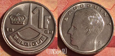 Бельгия 1 франк 1989 года, BELGIQUE, KM# 170, 217i-040