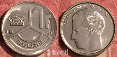 Бельгия 1 франк 1990 года, 'BELGIE', KM# 171, 439-134