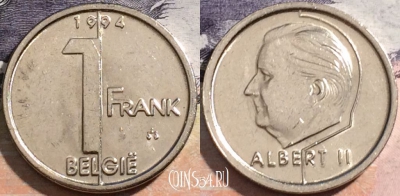 Бельгия 1 франк 1994 года, BELGIE, KM# 188, 169-001