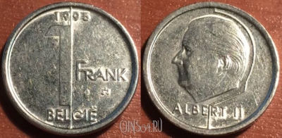 Бельгия 1 франк 1995 года, BELGIE, 48-022