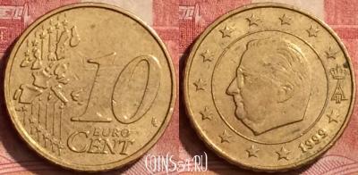 Бельгия 10 евроцентов 1999 года, KM# 227, 270l-138