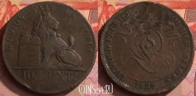 Бельгия 10 сантимов 1832 года, DES, редкая, KM# 2, 218o-072