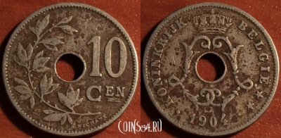 Бельгия 10 сантимов 1904 года, 58-179