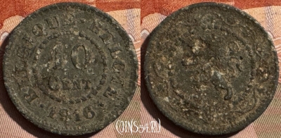 Бельгия 10 сантимов 1916 года, Q - E, KM# 81, 406s-004