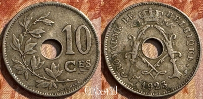 Бельгия 10 сантимов 1923 г., BELGIQUE, KM# 85, 284s-010