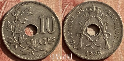 Бельгия 10 сантимов 1926 г., BELGIQUE, KM# 85, 134p-056 ♛