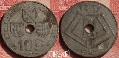 Бельгия 10 сантимов 1942 года, E-Q, KM# 126, 050l-062