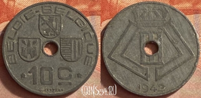 Бельгия 10 сантимов 1942 года, E-Q, KM# 126, 416o-078