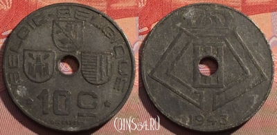 Бельгия 10 сантимов 1943 года, E-Q, KM# 126, 118c-030