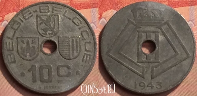 Бельгия 10 сантимов 1943 года, E-Q, KM# 126, 428-089