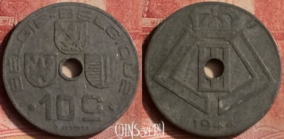 Бельгия 10 сантимов 1944 года, E-Q, KM# 126, 100m-126