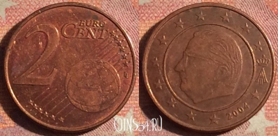 Бельгия 2 евроцента 2004 года, KM# 225, 201i-069