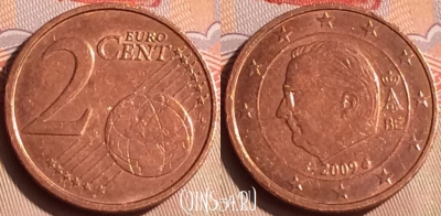Бельгия 2 евроцента 2009 года, KM# 296, 446-030
