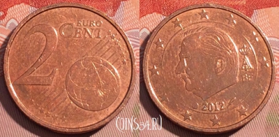Бельгия 2 евроцента 2012 года, KM# 296, 075c-134