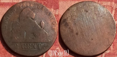 Бельгия 2 сантима 1833-1865 года, KM# 4, 360o-037