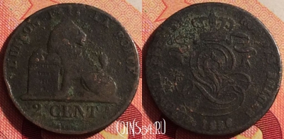 Бельгия 2 сантима 1856 года, KM# 4, 210i-095