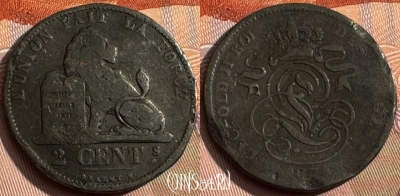 Бельгия 2 сантима 1874 года, DES, KM# 35, 164s-129