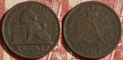 Бельгия 2 сантима 1911 г. DER, KM# 65, 219p-070 ♛