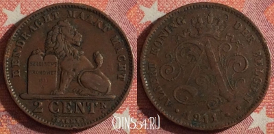 Бельгия 2 сантима 1911 года DER BELGEN, KM# 65, 353-013