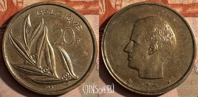Бельгия 20 франков 1981 г., BELGIQUE, KM# 159, 241s-089