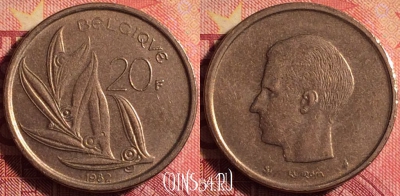 Бельгия 20 франков 1982 г., BELGIQUE, KM# 159, 163j-030