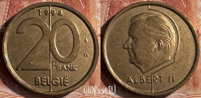 Бельгия 20 франков 1994 года, BELGIE, KM# 192, s447s-021