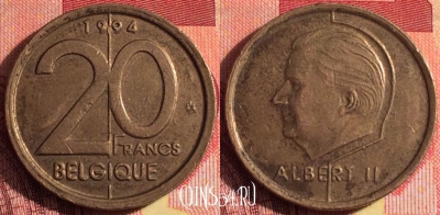 Бельгия 20 франков 1994 года, BELGIQUE, KM# 191, 256i-094