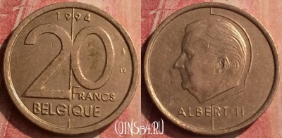Бельгия 20 франков 1994 года, BELGIQUE, KM# 191, 426-010