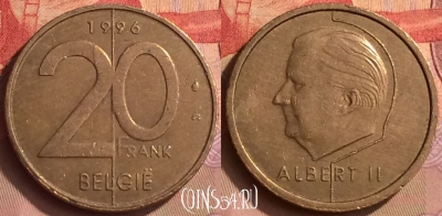 Бельгия 20 франков 1996 года, BELGIE, KM# 192, 444-097