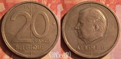 Бельгия 20 франков 1996 года, BELGIQUE, KM# 191, 126o-020