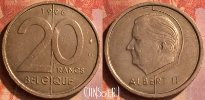Бельгия 20 франков 1996 года, BELGIQUE, KM# 191, 132o-005