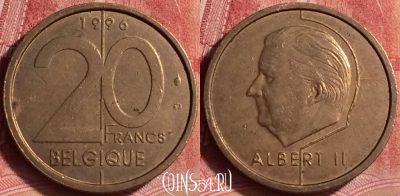 Бельгия 20 франков 1996 г., BELGIQUE, KM# 191, 358l-109